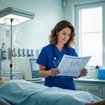 Person holding a thyroid gland model with medical charts in the background, illustrating regular thyroid testing