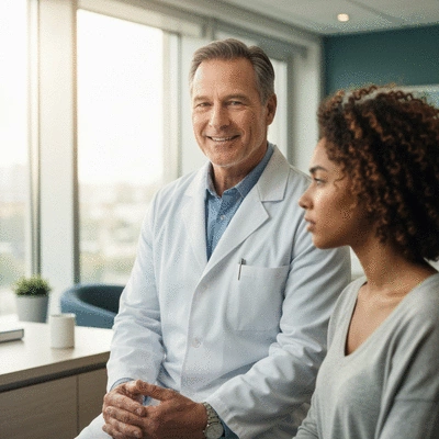 Healthcare provider discussing treatment options with a patient, emphasizing personalized care